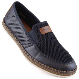 Comode scarpe in pelle Rieker M RKR656, blu navy