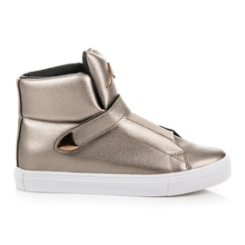 Sneakers alte con velcro grigio giallo multicolore