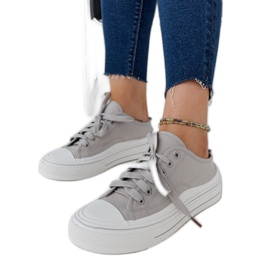 Scarpe da ginnastica con plateau Fiori grigie grigio