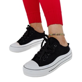 Sneakers nere con plateau Fiori nero