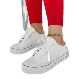 Sneakers bianche con plateau Fiori bianco