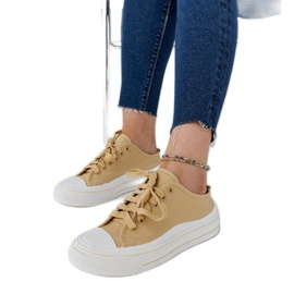 Scarpe da ginnastica con plateau Fiori beige