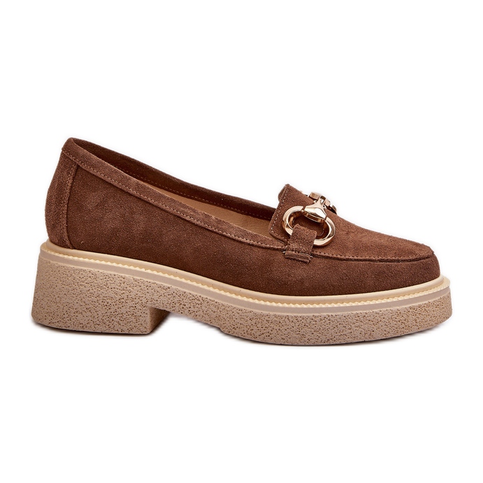 Zazoo 3429 Mocassini da donna in pelle scamosciata con decorazione, Marrone