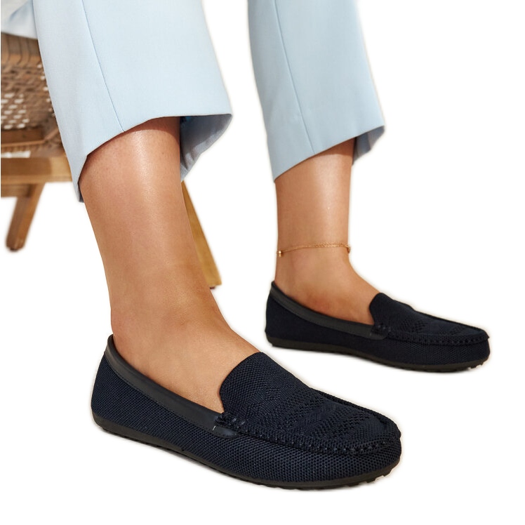 Mocassini in tessuto blu navy di Fiammetta