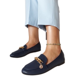 Mocassini blu navy con catena Scaletta