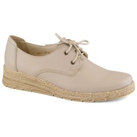 Comode scarpe con zeppa da donna in pelle, beige Helios 401.10