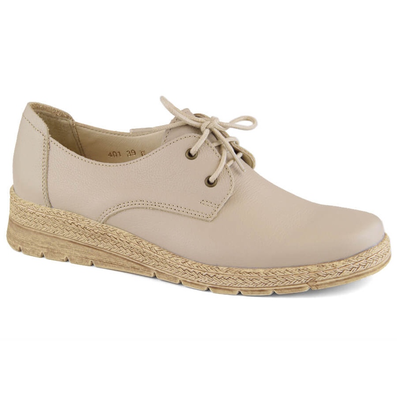 Comode scarpe con zeppa da donna in pelle, beige Helios 401.10