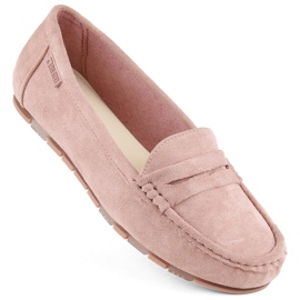 Comodi mocassini da donna in camoscio, rosa Big Star NN274928