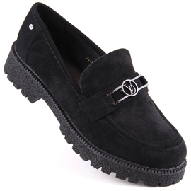 Scarpe da donna in pelle scamosciata, mocassini neri Potocki YQ21047 nero
