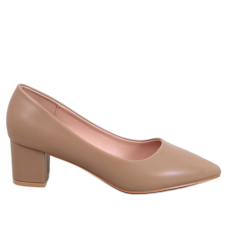 Décolleté artigianali con tacco basso color kaki beige