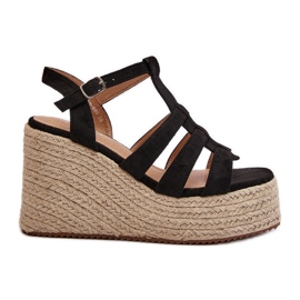 Sandali con zeppa con treccia, Black Gnosis nero