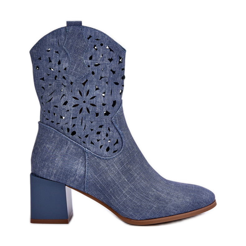 Jezzi Stivaletti in denim blu Irvelame con tomaia traforata su blocco