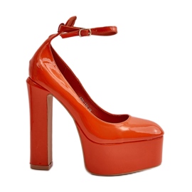Décolleté di vernice su plateau massiccio e tacco, Orange Ninames arancia