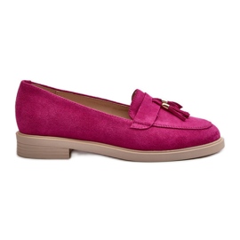 Zazoo 3420 Mocassini in pelle scamosciata da donna con tacco piatto Fuskja rosa
