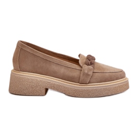 Mocassini da donna in camoscio con decorazione Zazoo 3429/W, Beige