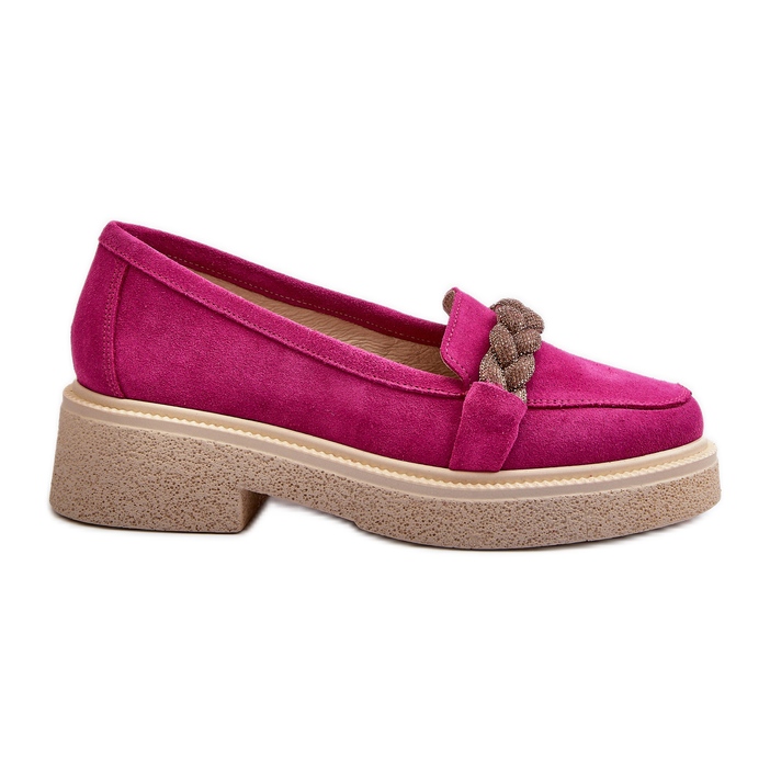 Mocassini da donna in camoscio Zazoo 3429/W con decoro fucsia rosa
