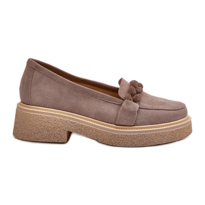 Mocassini da donna in camoscio Zazoo 3429/W con decoro cappuccino beige