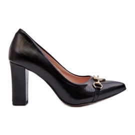 Zazoo 2453/OS Décolleté in pelle su tacco con cuore, Nero