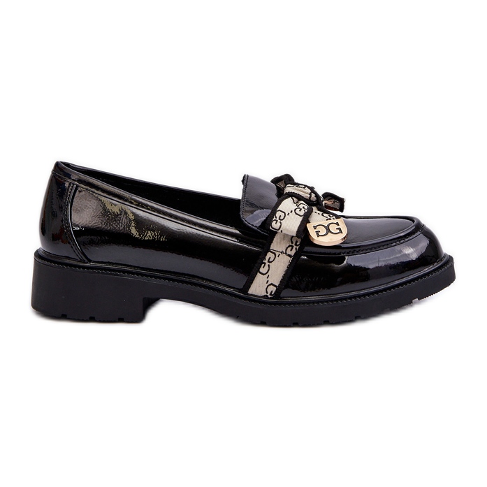 Mocassini brogue da donna in vernice S.Barski HY330A Nero