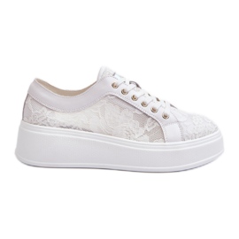 S.Barski Sneaker in pizzo da donna in pizzo sulla piattaforma S. Barski Hy51-059 White bianco