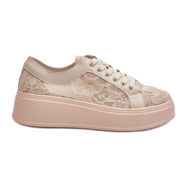 S.Barski Sneaker in pizzo da donna in pizzo sulla piattaforma S. Barski Hy51 Beige