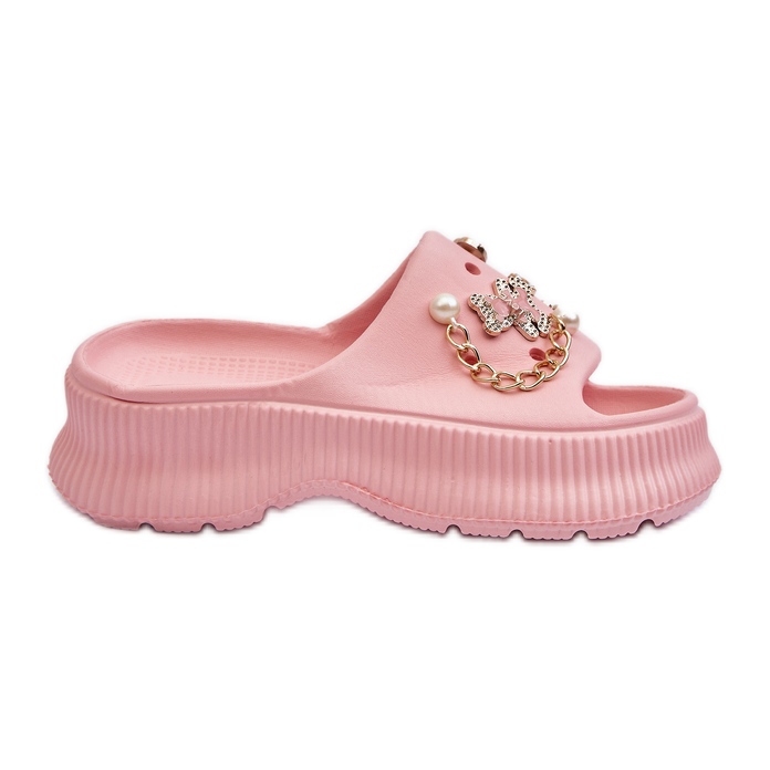 Infradito da donna in schiuma con decorazioni, colore rosa Afariana
