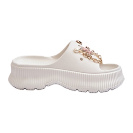 Infradito da donna in schiuma con decorazioni, colore bianco Afariana