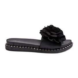 Infradito da donna decorati con fiori neri Cellanen nero