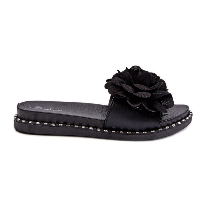 Infradito da donna decorati con fiori neri Cellanen nero
