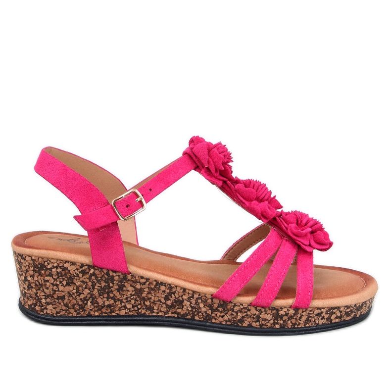 Fisken Sandali con zeppa a fiori fucsia rosa