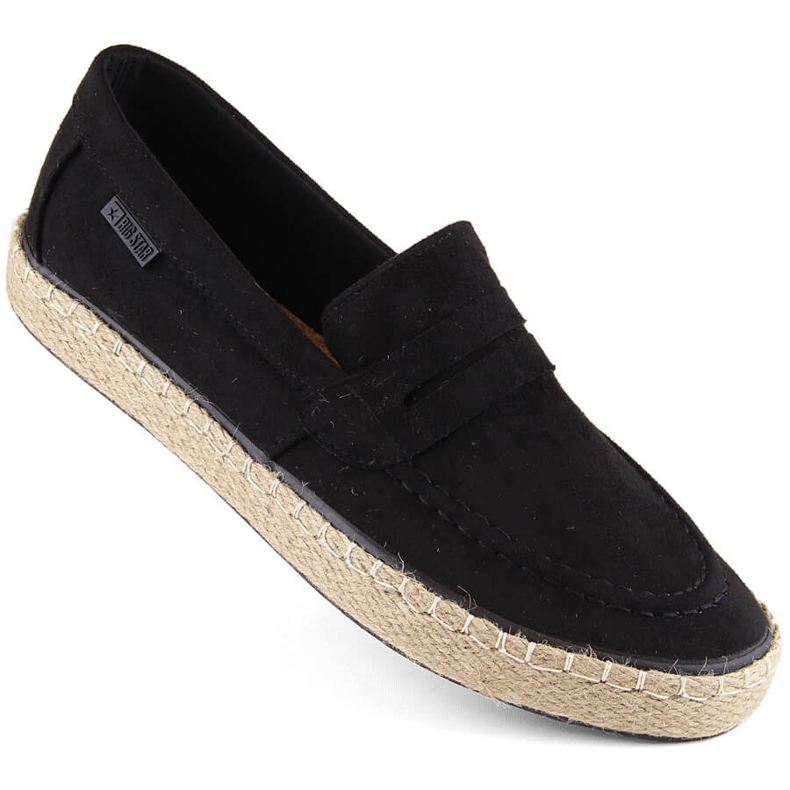 Scarpe da uomo, mocassini espadrillas slip-on, nero Big Star NN174046