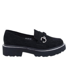 Mocassini Shady in camoscio nero con suola alta