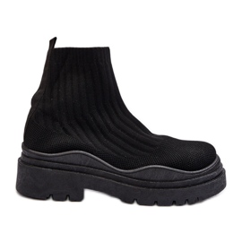 Stivali a calza slip-on Elipara neri da donna su una suola massiccia nero