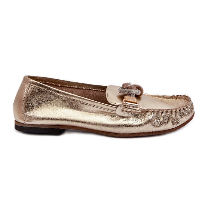 Mocassini Da Donna In Pelle Con Decoro Laura Messi 2761 Oro d'oro
