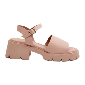 Sandali con tacco grosso da donna color carne Dottiassa beige