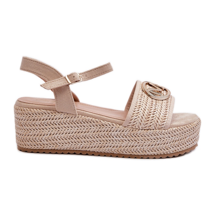 Sandali Con Zeppa Da Donna Con Intreccio Beige Esalena