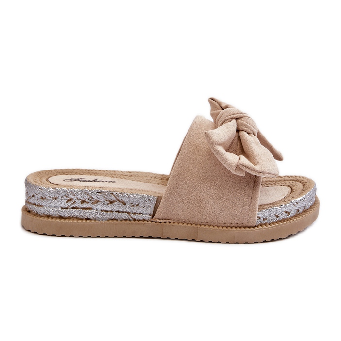 Infradito da donna con plateau e fiocco, Aflia beige