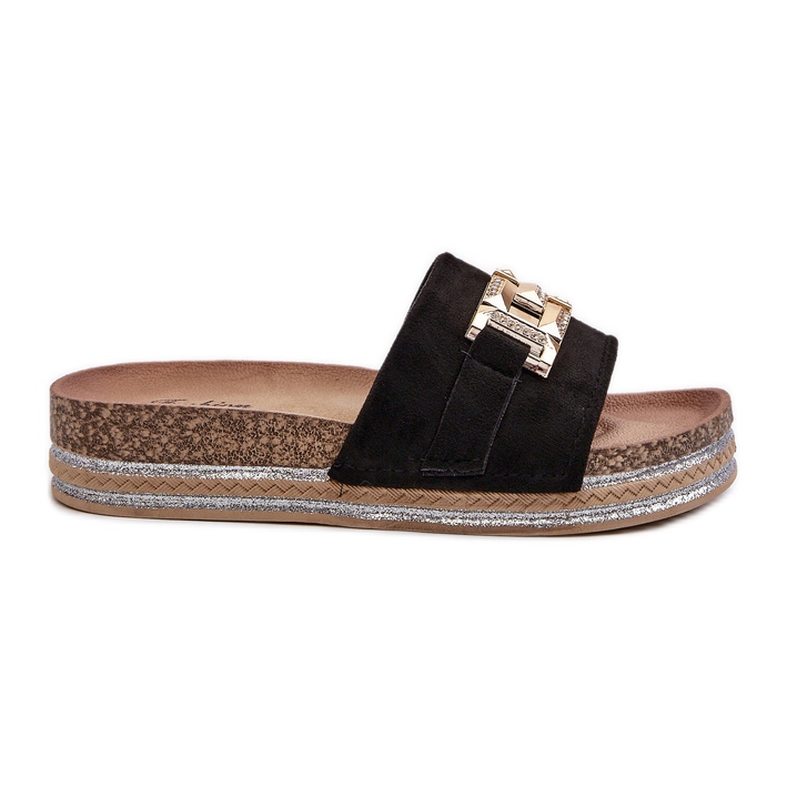 FK1 Infradito da donna con plateau e decorazione, Vapireta nera nero
