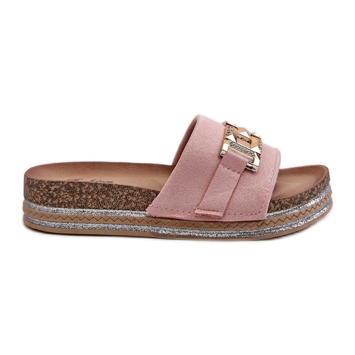 Infradito Da Donna Con Plateau Con Decorazione, Rosa Vapireta