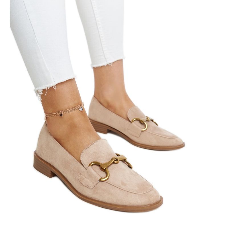 Mocassini beige con fibbia Gibarti