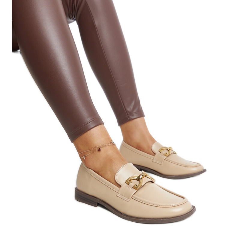 Mocassini beige con fibbia Lea