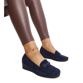 Mocassini con zeppa blu navy di Amel