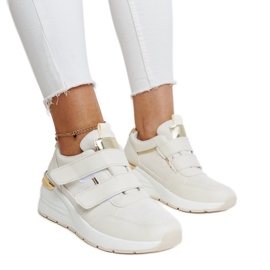 Sneakers con zeppa beige con chiusura in velcro di Orly