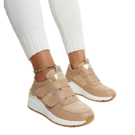 Sneakers con zeppa marroni con chiusura in velcro di Orly marrone