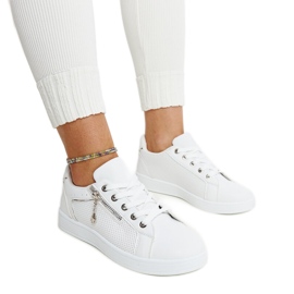 Scarpe sportive bianche decorate con traforatura Chiusi bianco