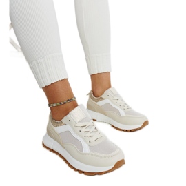Sneakers platform beige con glitter Evelia