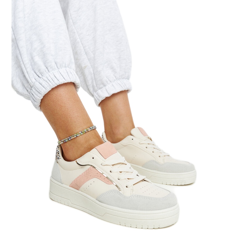 Scarpe da ginnastica Walda con plateau bianche beige