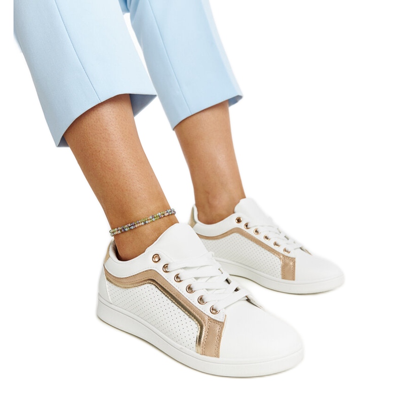 Sneakers platform Amala bianche e dorate bianca