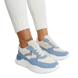 Sneakers beige e blu sulla piattaforma Nereida