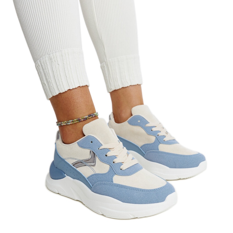 Sneakers beige e blu sulla piattaforma Nereida